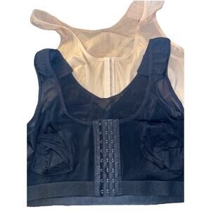 (2) Front Button Mesh Bras Sz 3XL With Adjustable Clip Straps Hook And Eye